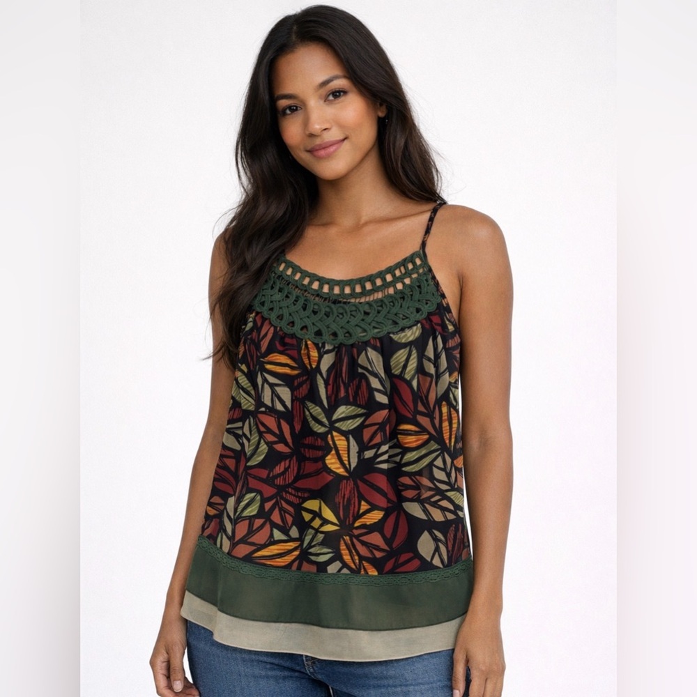 Robin K Anthropologie Tank Top Camisole Sleeveless Women Olive Green Size SM EUC